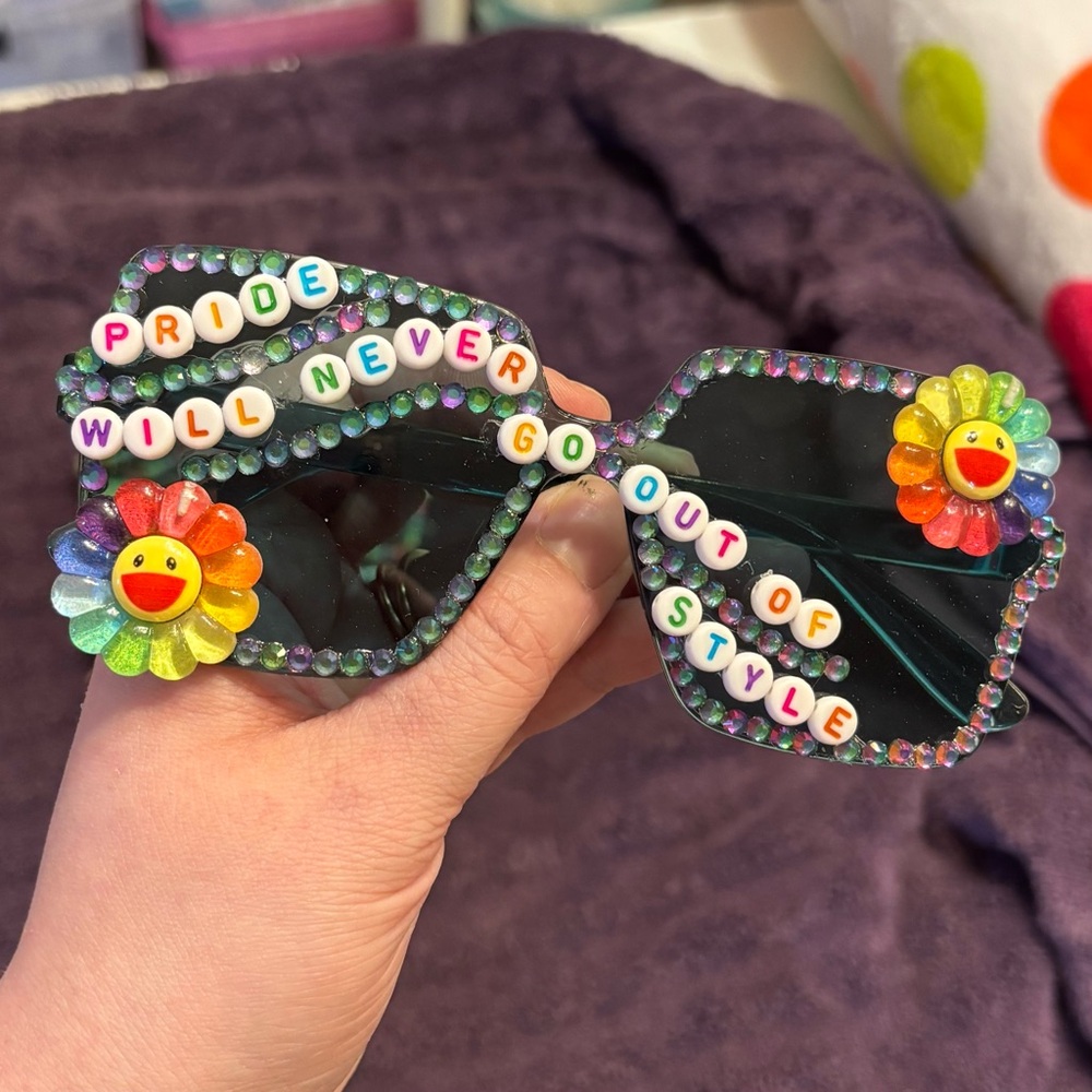 Handmade Colorful Pride Dark Green Sunglasses